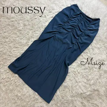 moussy 롱 스커트 셔링 새틴 머메이드 블루 구제 의류