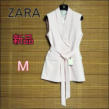 택 포함 새상품 [ZARA] 리본 벨트 포함 베스트 핑크 M
