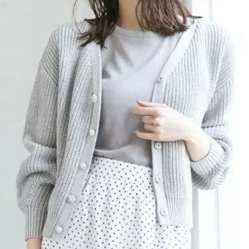 비쥬 단추 라메 미들 가디건