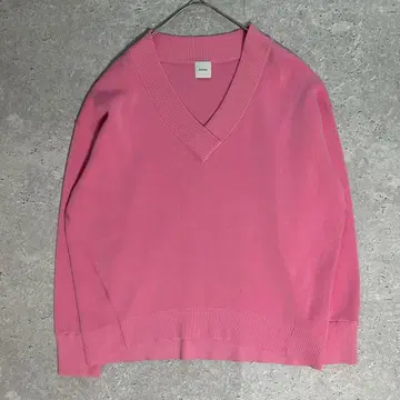 Spick&Span V넥 니트 핑크 풀오버 맨투맨 리브