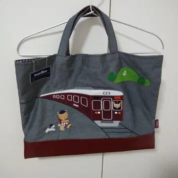 familiar 한큐 기차 자수 토트백