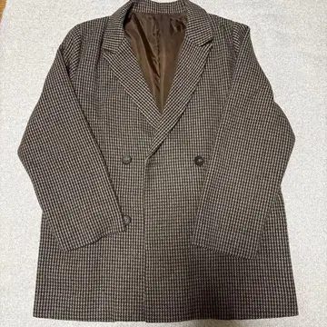 건 클럽 체크 오버 사이즈 더블 자켓