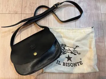 IL BISONTE 블랙 가죽 숄더백