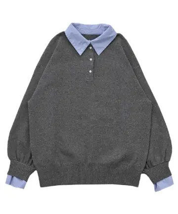 select MOCA 셔츠 칼라 도킹 니트