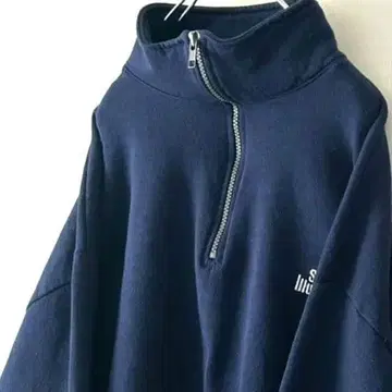 저지 스포츠 자수 하프 지퍼 맨투맨 트레이닝복 네이비 구제 의류