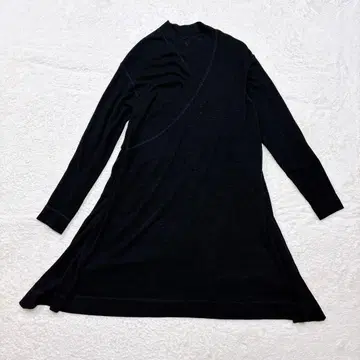 요건 레일 카슈쿨 린넨 혼방 울 원피스 블랙 비대칭 루즈핏