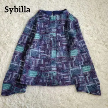 새상품급 시빌라 니트 멀티 컬러 풀오버 올 패턴 울 모헤어 일본제