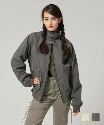 스탠드넥 더블 지퍼 블루종 TINA:JOJUN 그레이