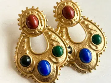 골동품 럭셔리 디자인 멀티 컬러 x 골드 컬러 vintage 귀찌