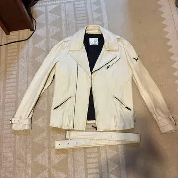 BOYCOTT 화이트 더블 라이더 자켓