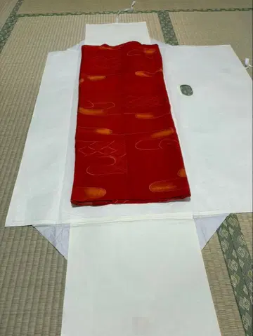 일본 의류 기모노 도행 코트 주홍색 순수 실크