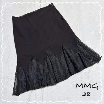 [ MNG/망고 ] 스커트 브라운 종아리 기장 (38) 레이스 울 혼방