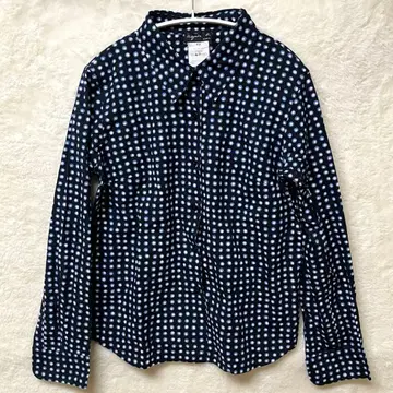 애니에스 베이 네이비와 스카이블루 도트 무늬 긴팔 셔츠 면 100%