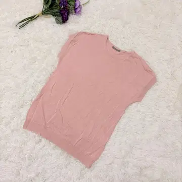 theory luxe 니트 핑크 반팔 마 혼방 더스티 컬러 내추럴