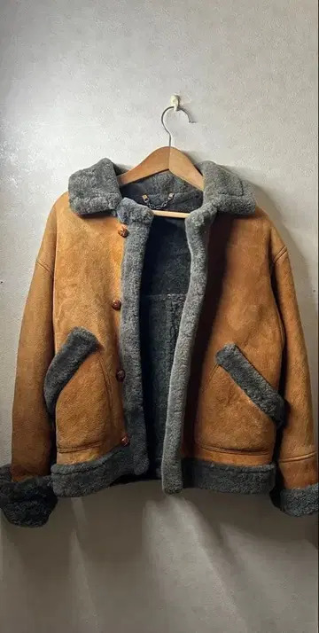 Shearling 무스탕 가죽 자켓 블루종 레어 컬러 M