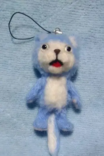 양모 펠트 파란 강아지 봉제 인형 스트랩