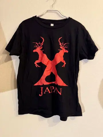 극단 사슴살육 X JAPAN 티셔츠 S 사이즈 블랙 레드