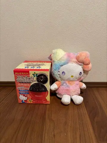 헬로키티 레인보우 빅 파우치 봉제 인형 마스코트 스타룸 프로젝터