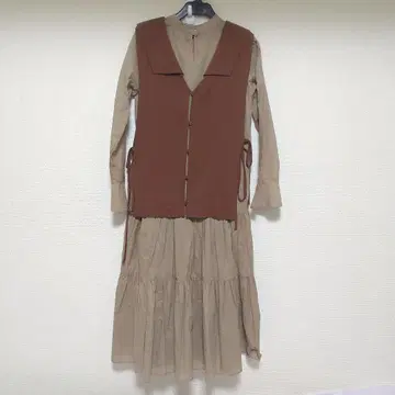 Ameri Vintage 니트 베스트 원피스 브라운 아메리빈티지