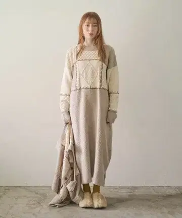 패치워크 니트 원피스