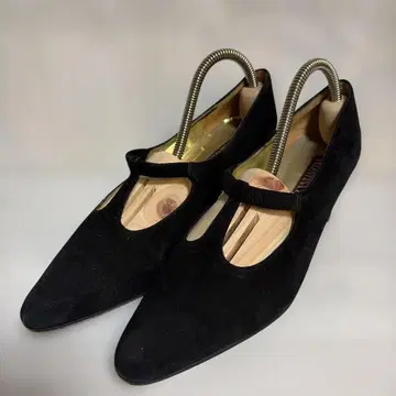 블랙 스웨이드 컷 아웃 펌프스 S 사이즈