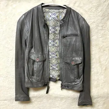 [ 최고급 ] SWORD 안감 컬러 그레이 카우 가죽 숏 자켓 소가죽