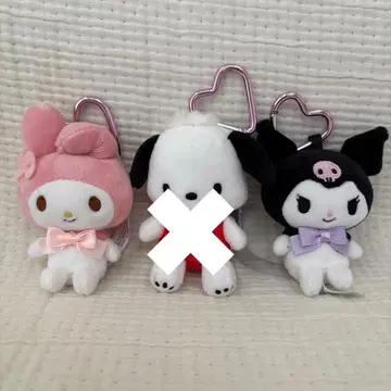 마이멜로디 쿠로미 봉제 인형 키링 하트 카라비너 포함 2세트