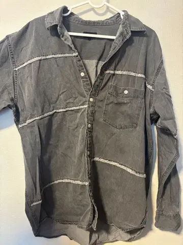 BEAMS 그레이 패치워크 긴팔 셔츠 M