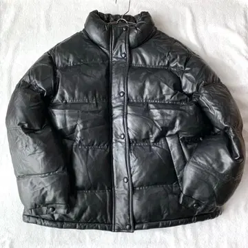 [미쏘] 패딩 자켓 에코 가죽 풀 집업 하이넥 포켓 있음 M