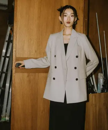 ANDRESD 피크드 라펠 자켓 결혼식 아드레스드 드레스 L