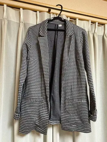 하운드 투스 패턴 테일러드 자켓