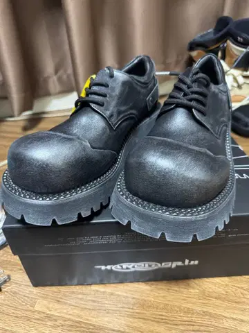 익일 배송 HANQIAORIJI 블랙 가죽 통굽 신발