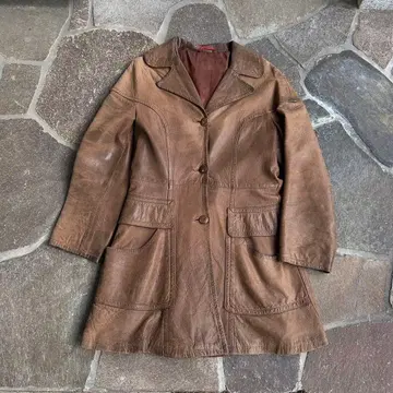 1970년대 브라운 가죽 코트