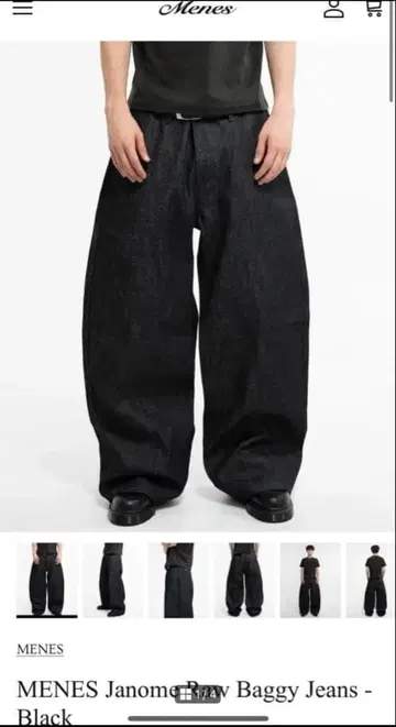 MENES Janome Raw Baggy Jeans - Black