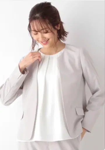 자켓 노카라 자켓 워셔블 W 크로스 노카라 자켓