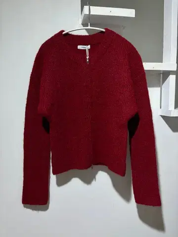 STYLEMIXER 와인 레드 스웨터 더블 지퍼