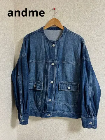 andme 오버 사이즈 노카라 데님 트윌 자켓