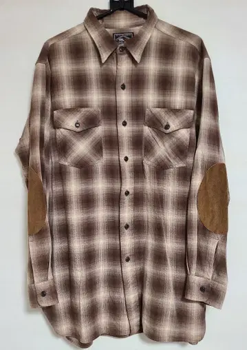 RLX 랄프 로렌 옴브레 체크 셔츠 브라운 엘보 패치