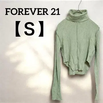 FOREVER 21 [ S ] 터틀넥 크롭 스웨터 그린