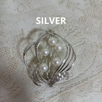 펄 5개 SILVER 브로치
