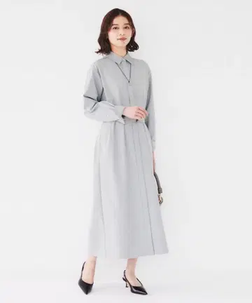 미사용 언타이틀 [세탁 가능/넉넉함/프론트 오픈] 셔츠 원피스 1 그레이