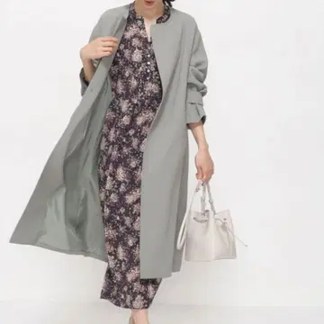 [ 새상품급 ] nano universe 에어리 라이트 노카라 코트 카키