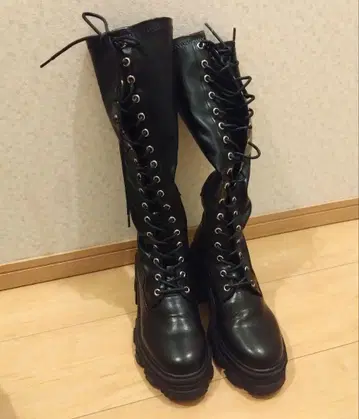 jouetie 스트레치 레이스업 롱 부츠