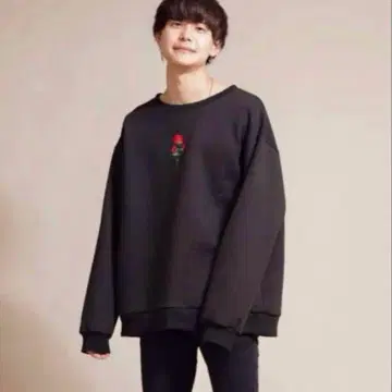 ADRER 장미 자수 빅 맨투맨 S