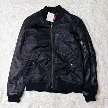 새상품급 CRAZYJET MA-1 가죽 플라이트 자켓 염소 절개