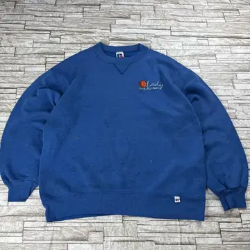 90s 러셀 맨투맨 굿 페이드 농구팀 USA제 블루