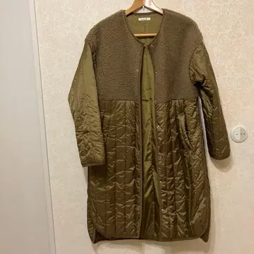 koti koti 올리브색 롱 코트 플리스 혼방