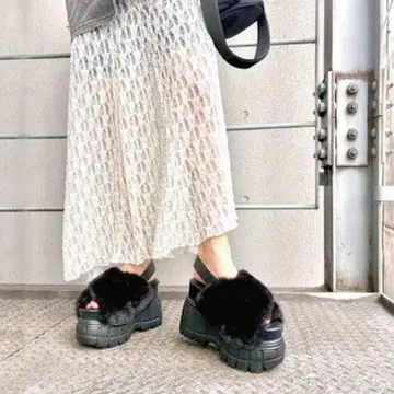 R&E 크로스 퍼 백 벨트 통굽 샌들