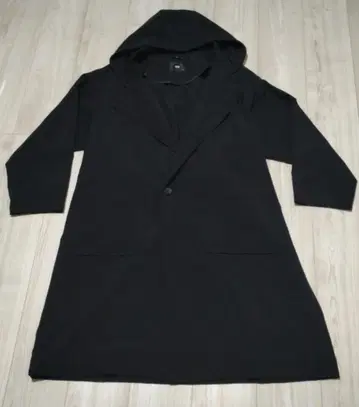 HARE 후드 부착 블랙 롱 코트 S