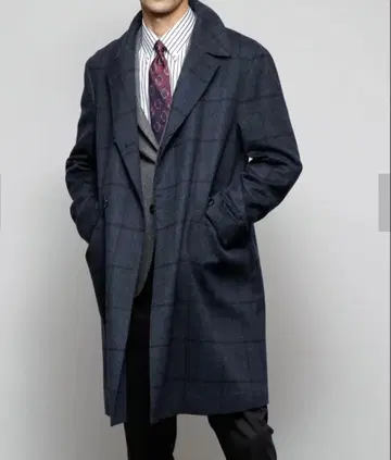 새상품 캐시미어 혼방 비버 글렌체크 발마칸 코트